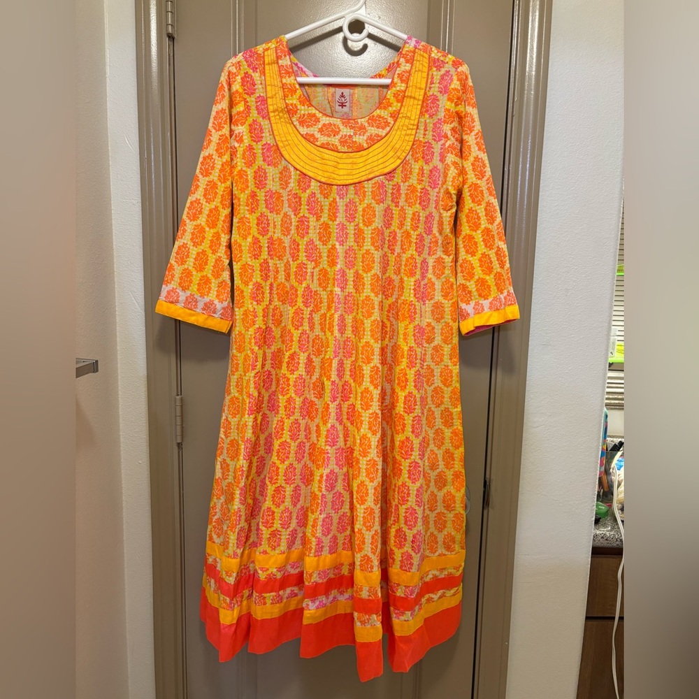 Indie Brand Kurta - Size Large - Orange, Pink, Yellow